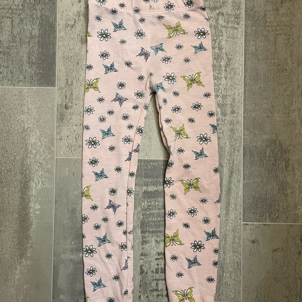 2/$10 Kids Pink Butterfly and Flower Leggings
